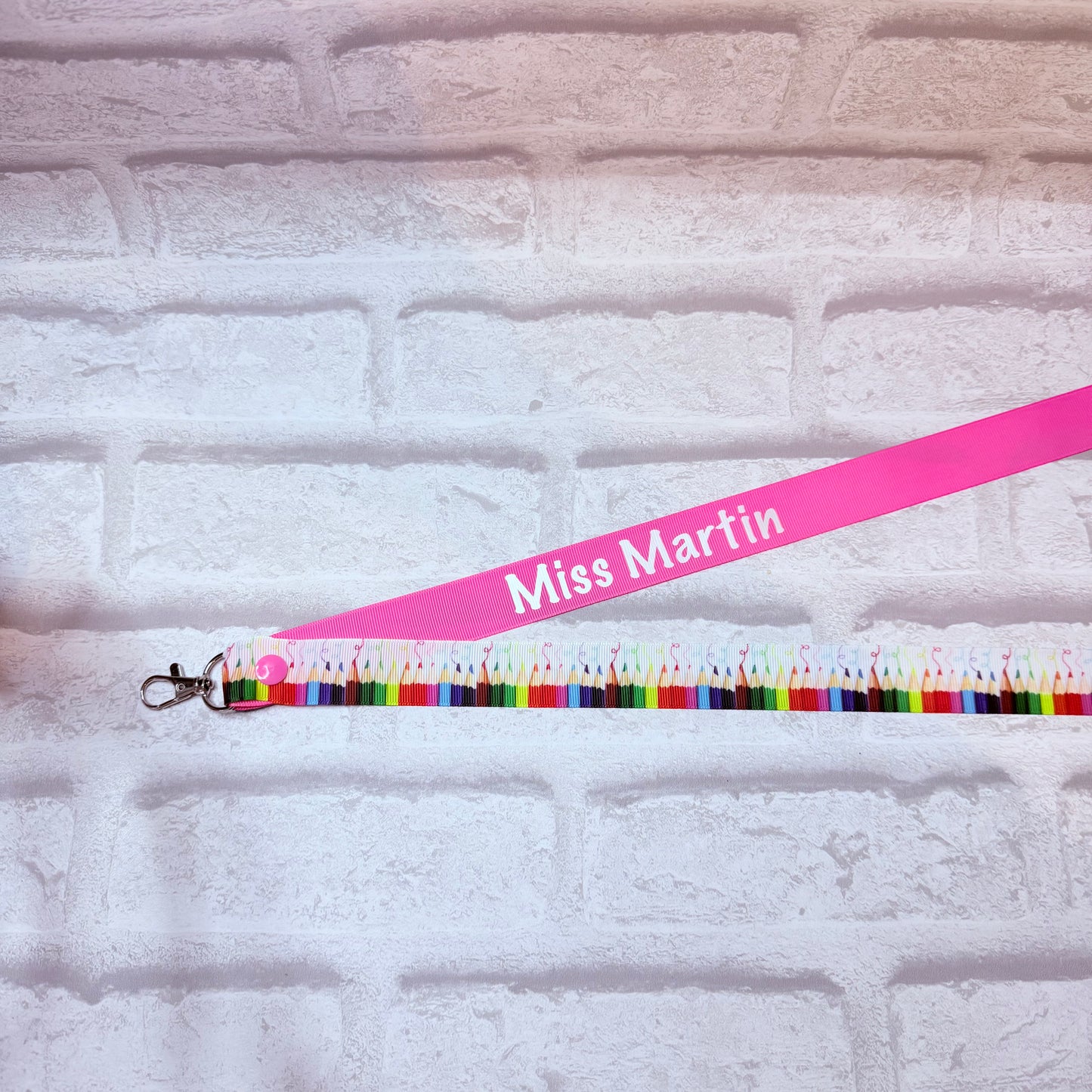 Squiggle Pencil Print Personalised Lanyard & ID Card Holder Duo