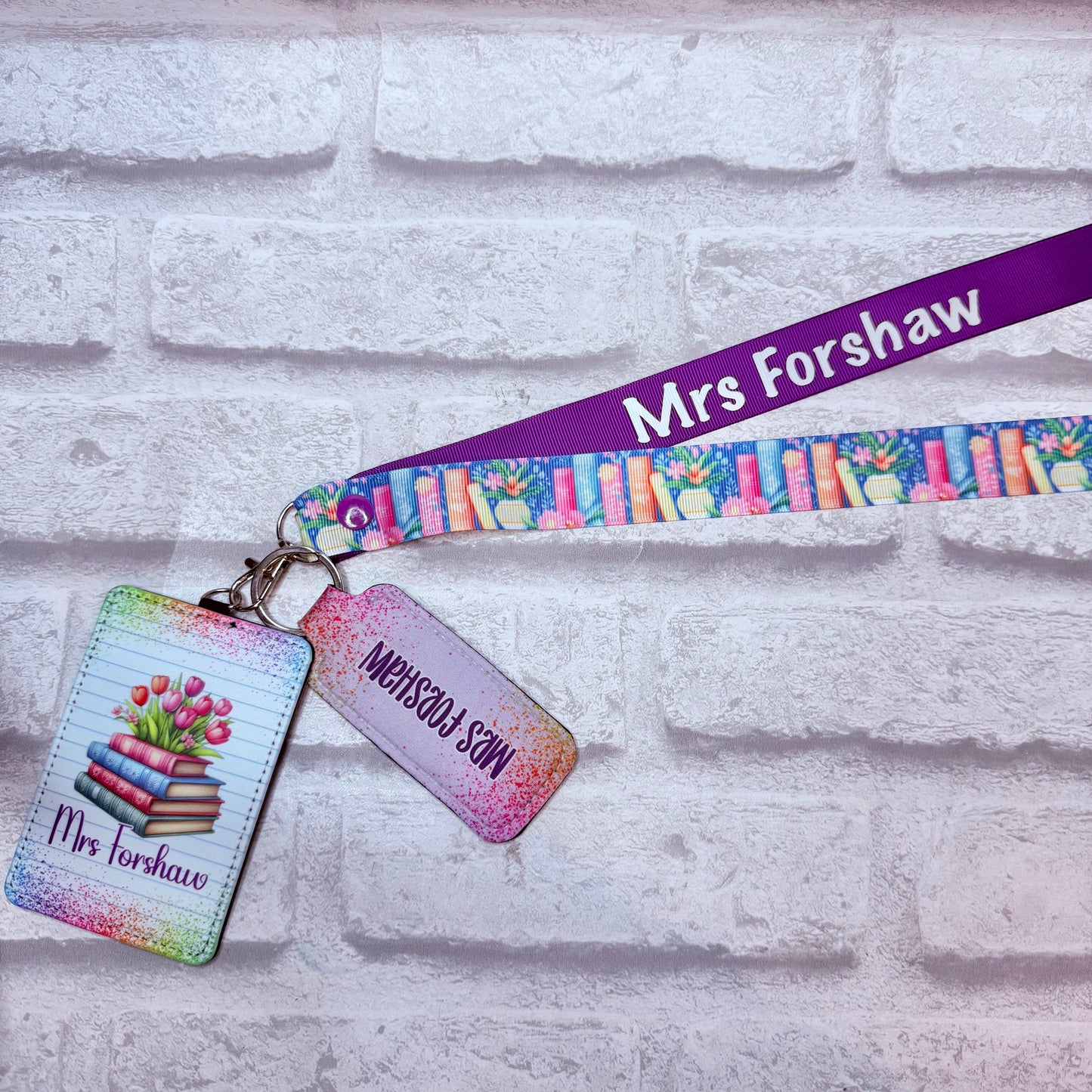 Floral Books Print ID Card Holder Personalised