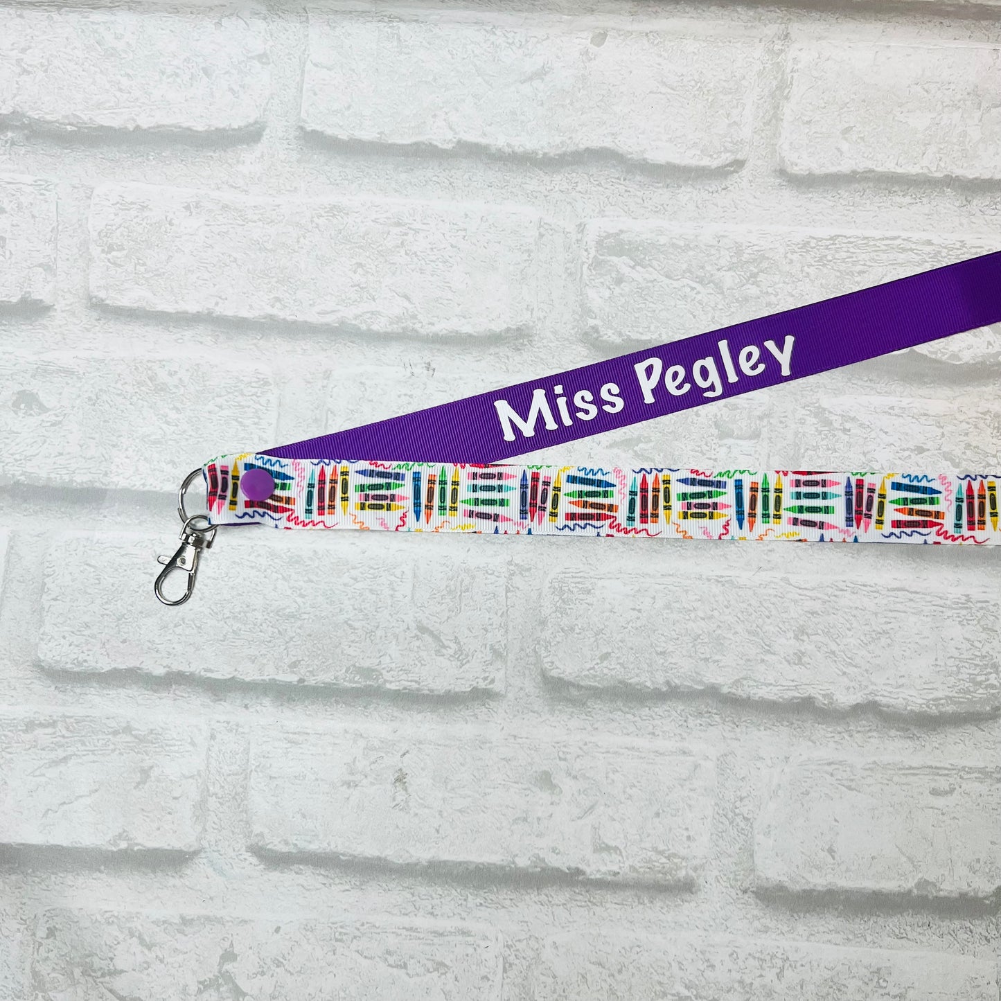 Multi Crayon Print Personalised Lanyard