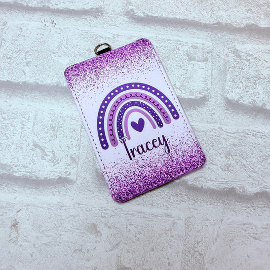 Purple Rainbow ID Card Holder Personalised