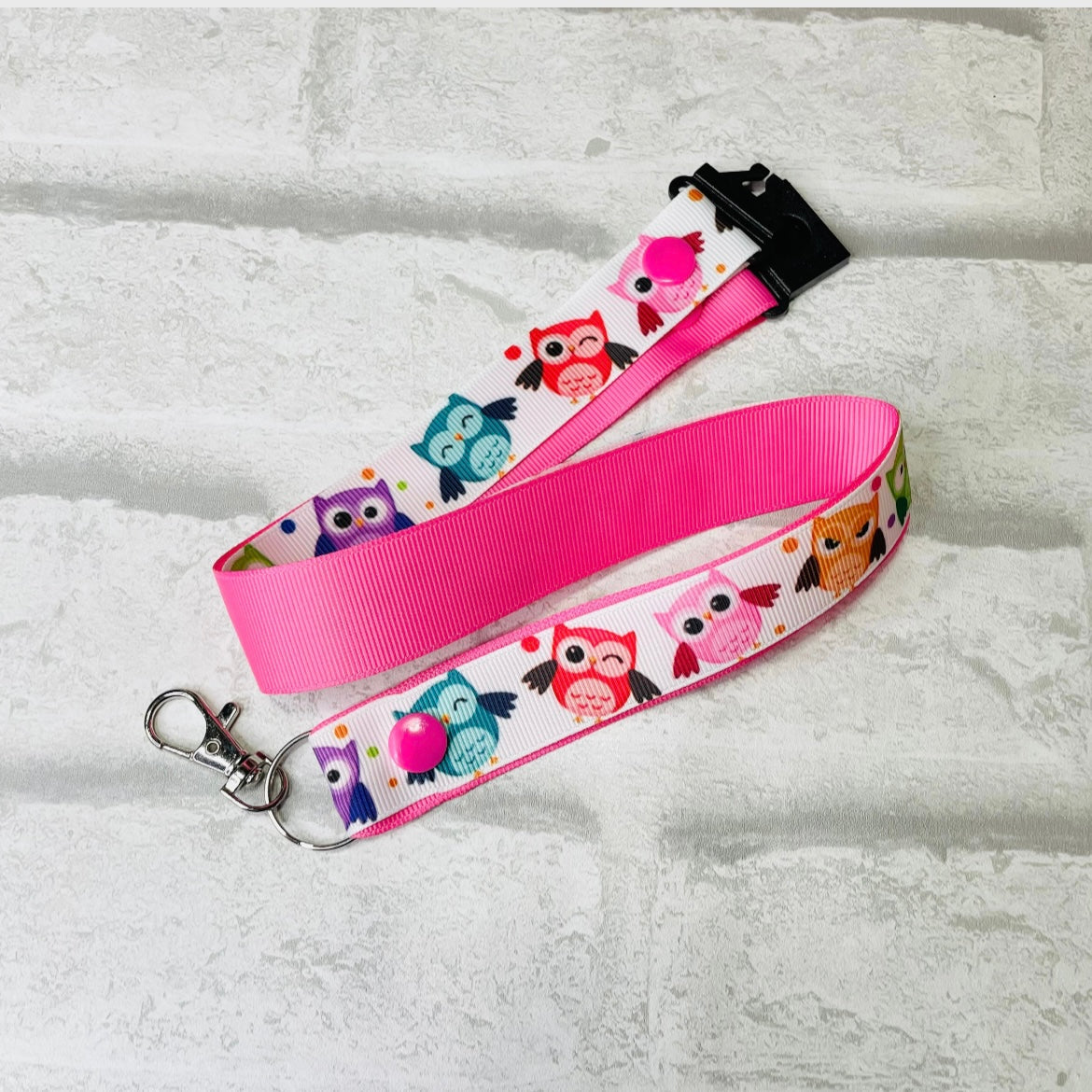 Rainbow Owls Print Personalised Lanyard