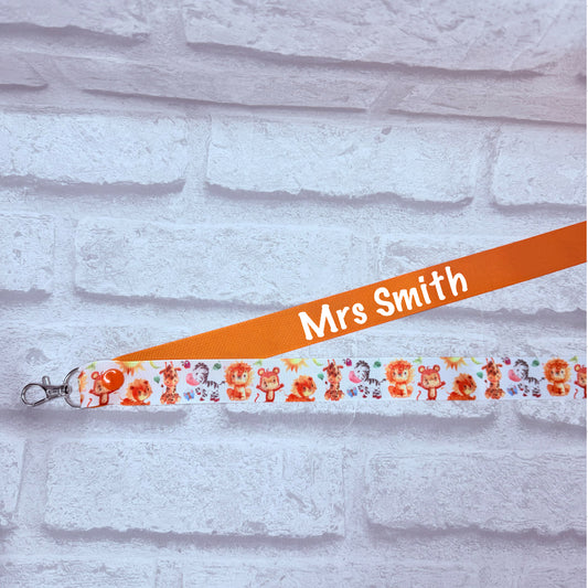 Jungle Animals Print Personalised Lanyard