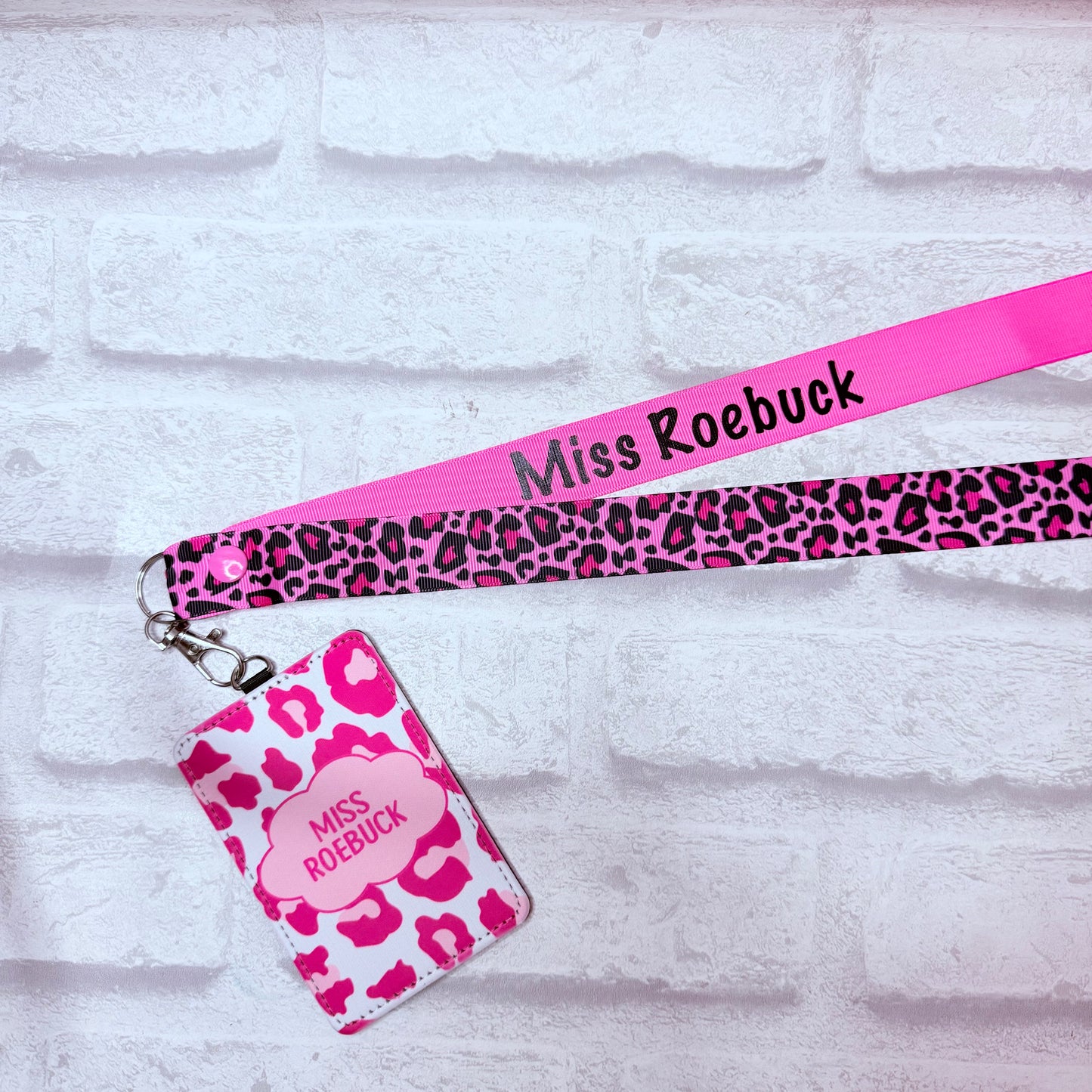 Pink Leopard Print ID Card Holder Personalised