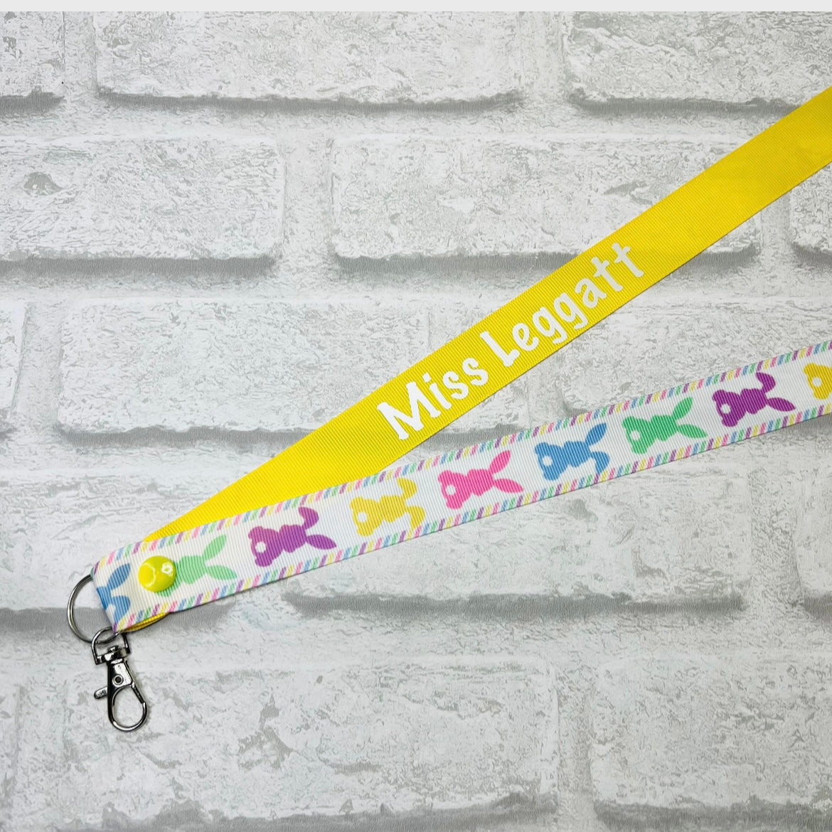 Pastel Easter Bunny Print Personalised Lanyard