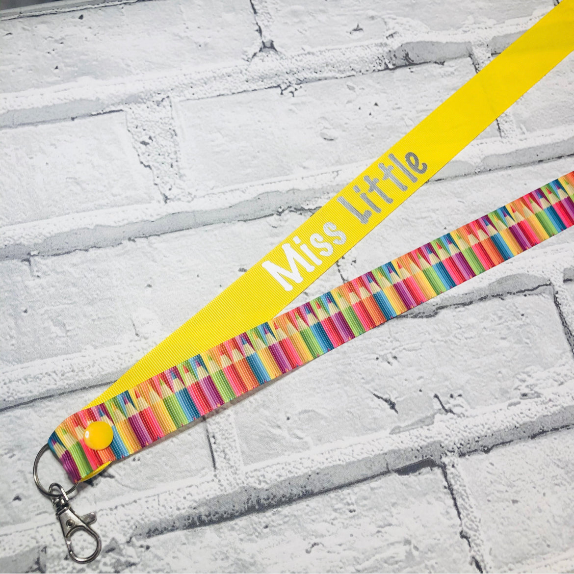 Rainbow Pencil Print  Personalised Lanyard