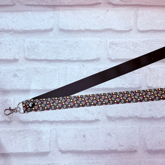SALE Mini Sugar Skulls Print Personalised Lanyard
