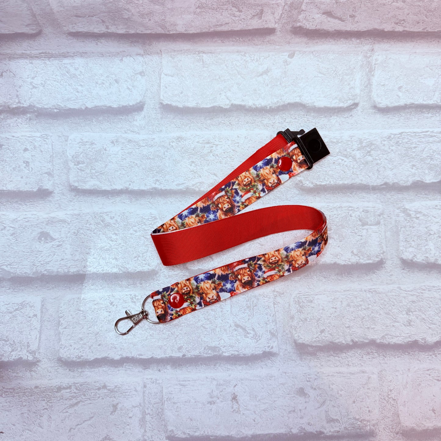 Christmas Highland Cow Print Personalised Lanyard