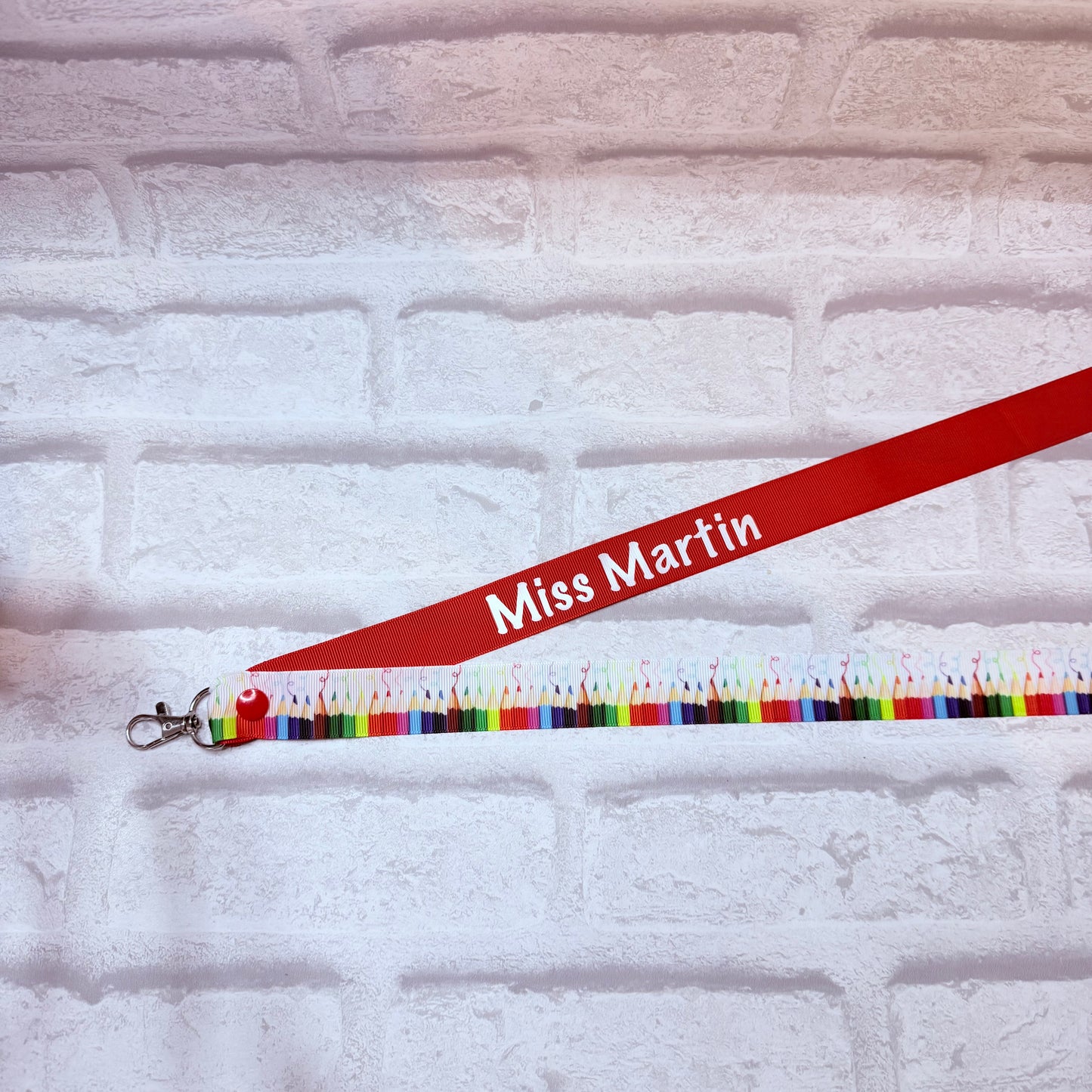 Squiggle Pencil Print Personalised Lanyard & ID Card Holder Duo