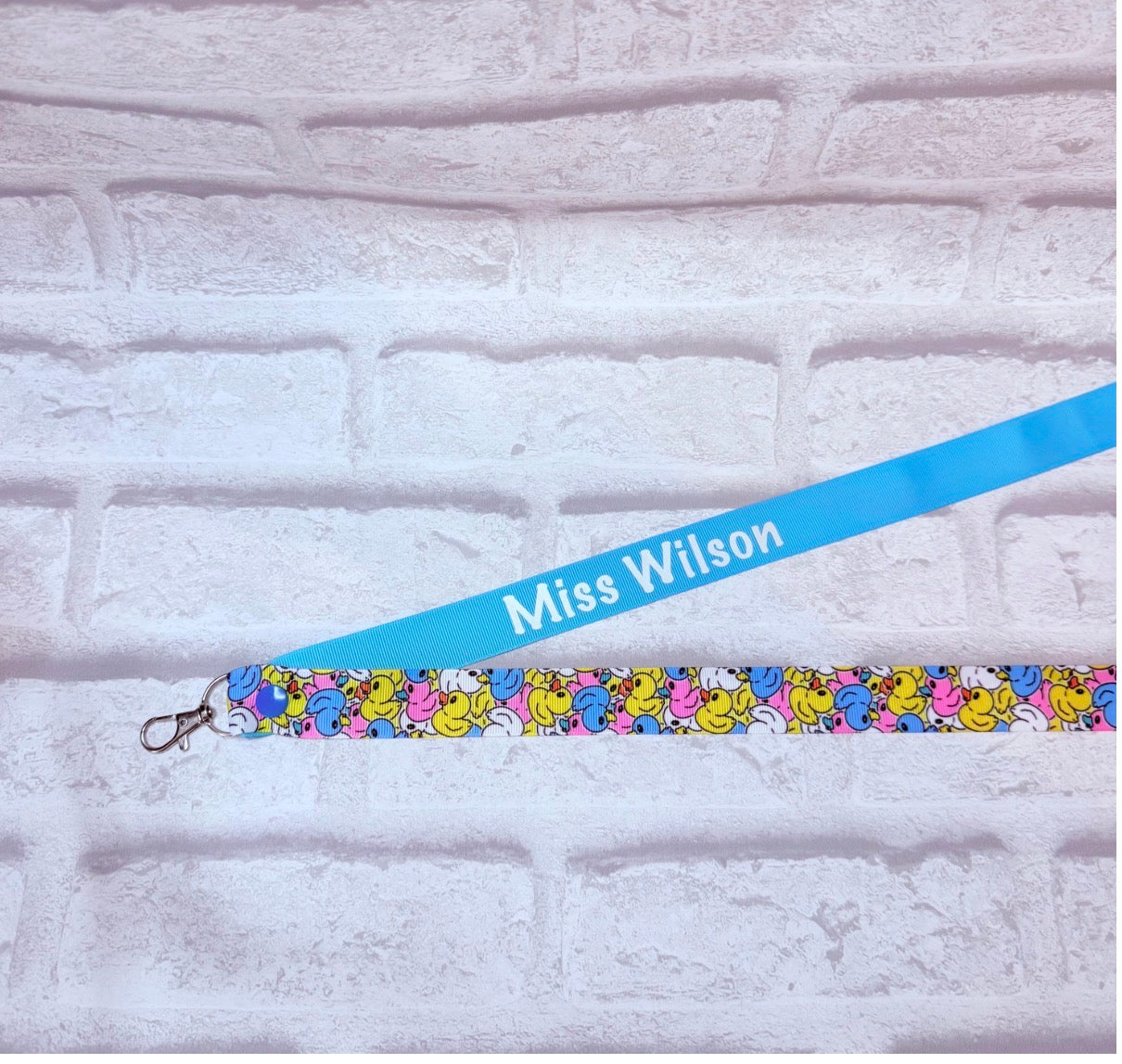 Rainbow Ducks Print Personalised Lanyard & ID Card Holder Duo