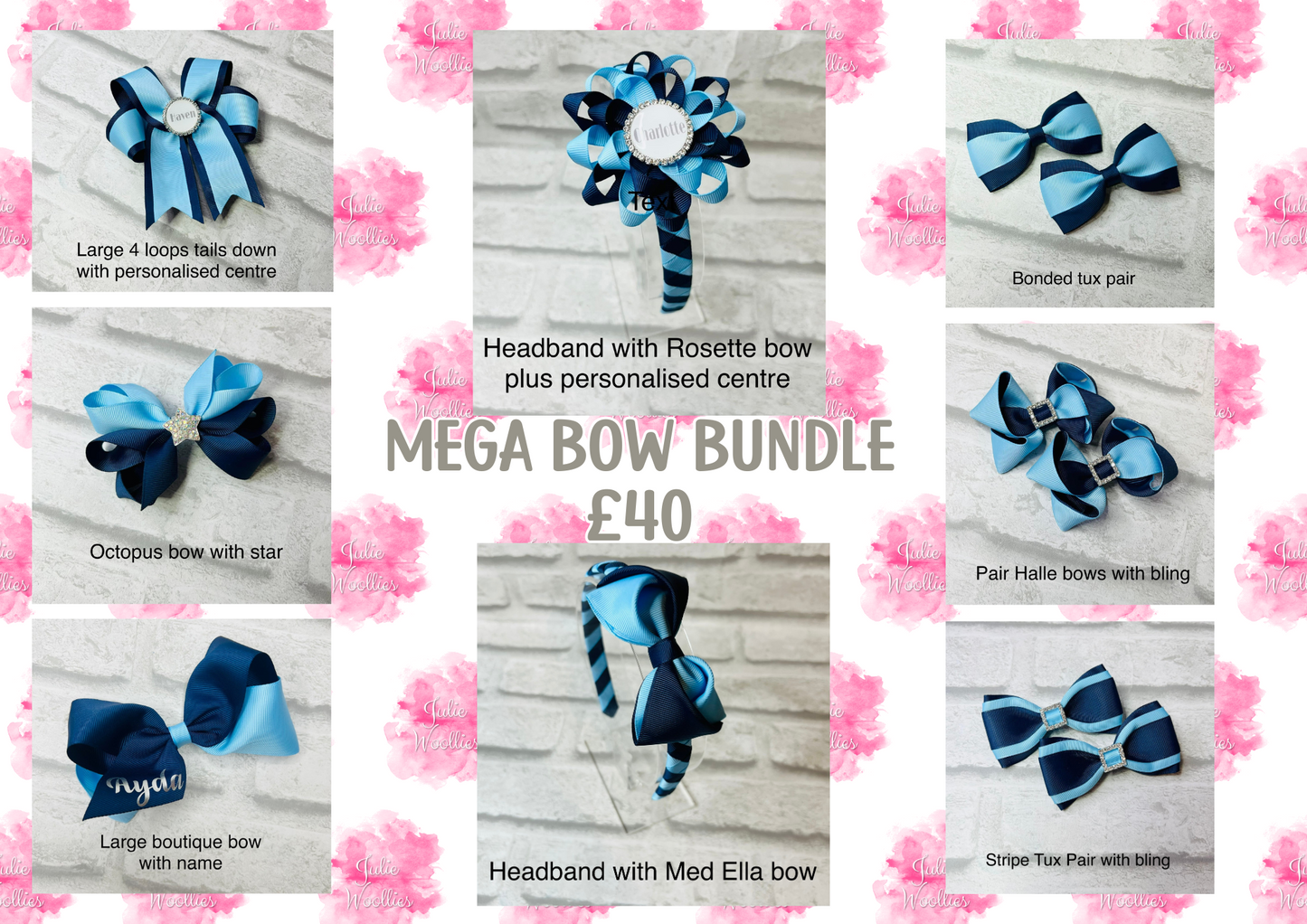 Handmade Mega Bow Bundle  School Bows - Personalised