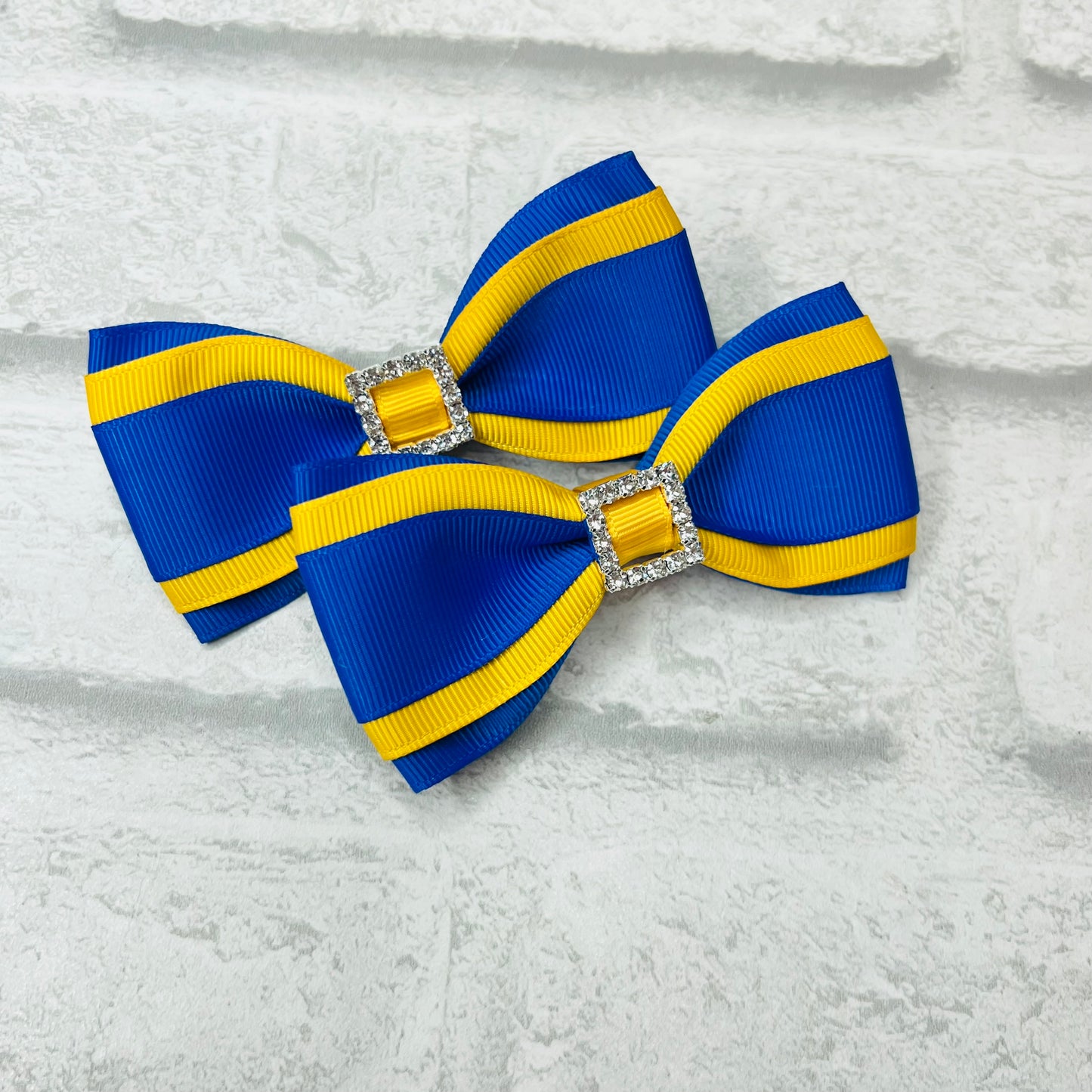 Handmade Pair Stripe Tux School Bows