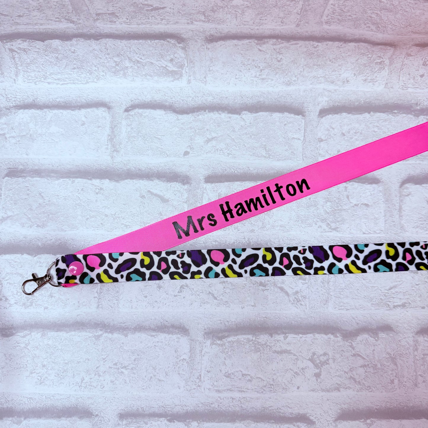 New Leopard Rainbow Large Print Personalised Lanyard
