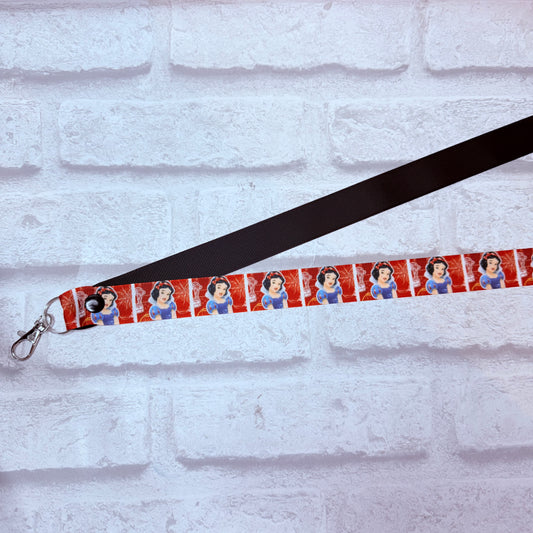 SALE Snow White Print Personalised Lanyard