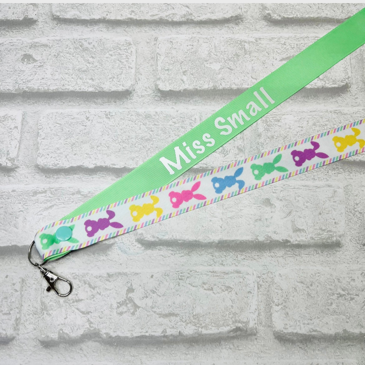 Pastel Easter Bunny Print Personalised Lanyard