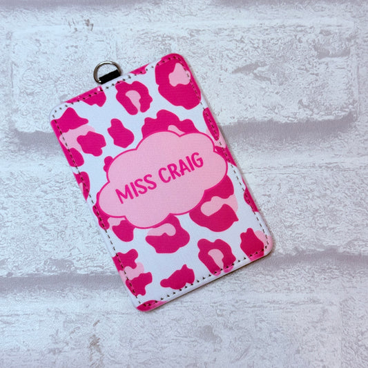 Pink Leopard Print ID Card Holder Personalised