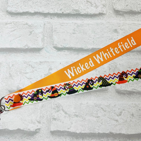 Halloween Witches Hat Print Personalised Lanyard