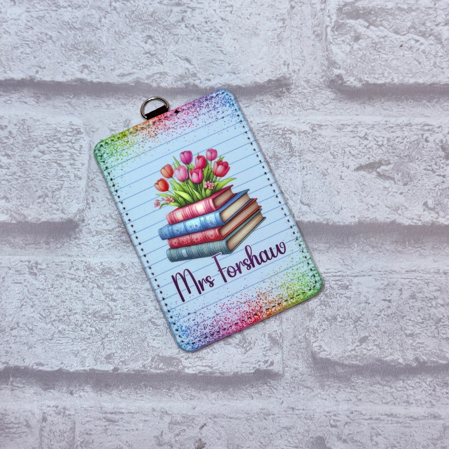 Floral Books Print ID Card Holder Personalised