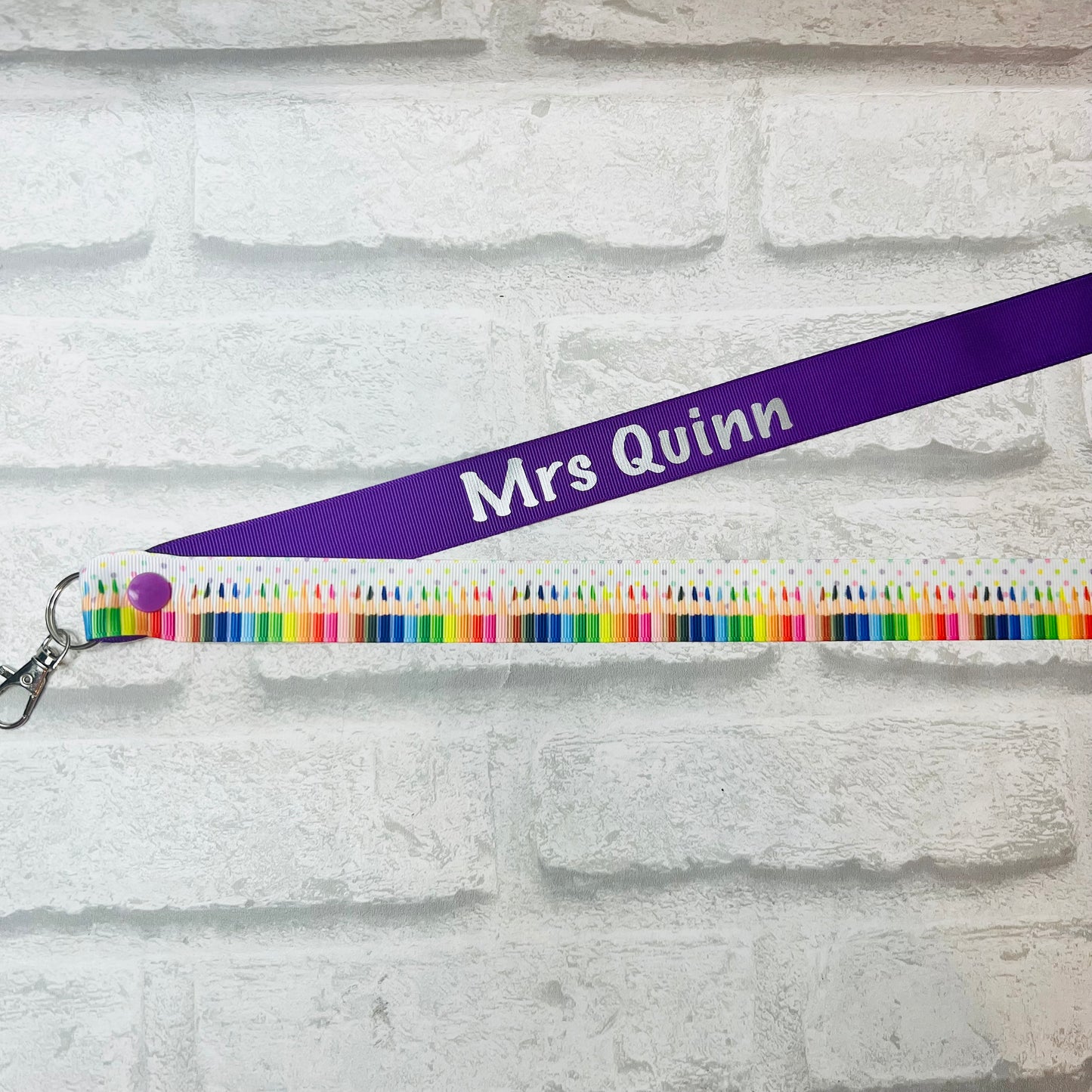 Spotty Pencil Print Personalised Lanyard