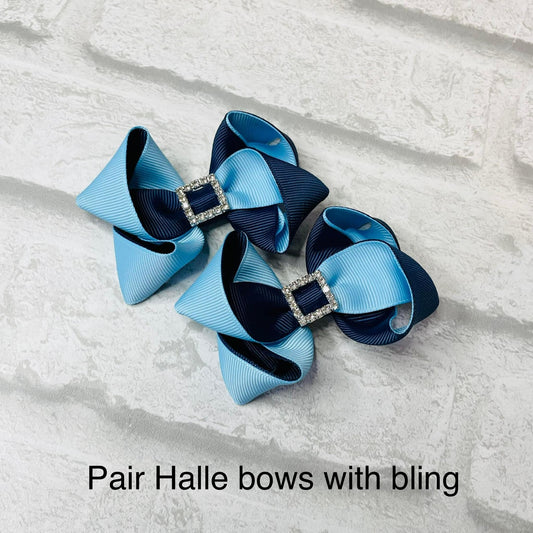 Handmade Pair Small Halle School Bows