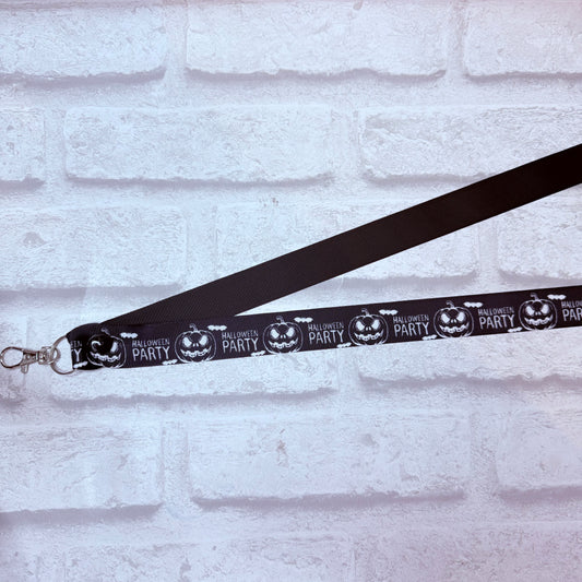 SALE Black Halloween Print Personalised Lanyard