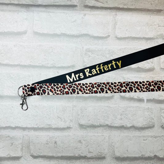 Leopard Print Personalised Lanyard