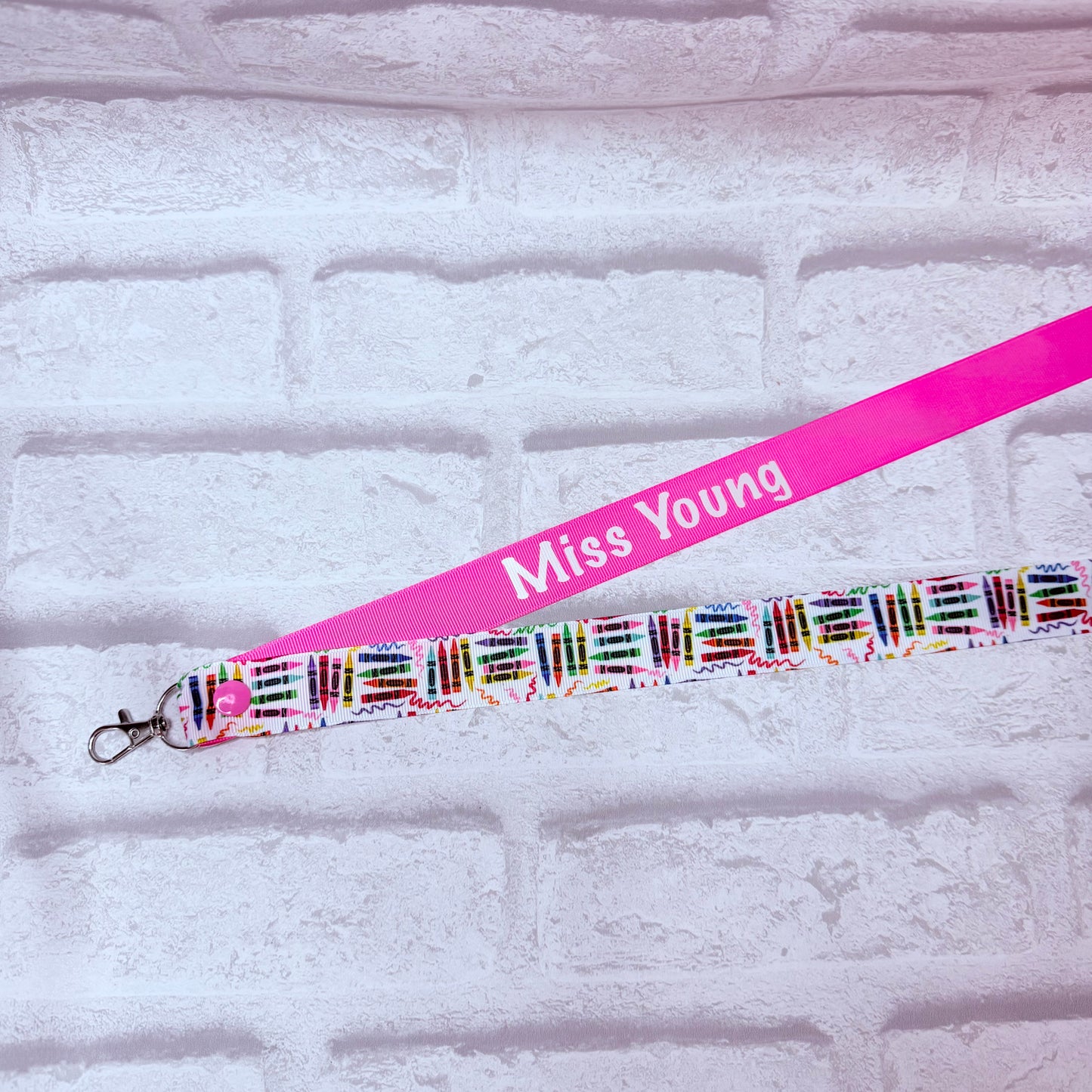 Multi Crayon Print Personalised Lanyard