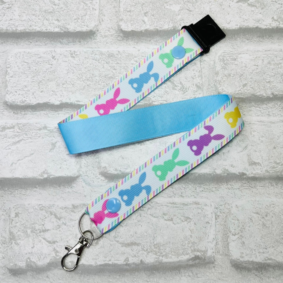 Pastel Easter Bunny Print Personalised Lanyard