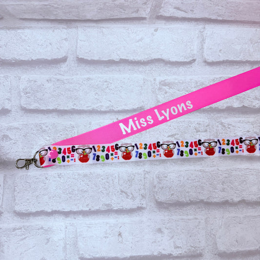 Teaching Owl Print Personalised Lanyard