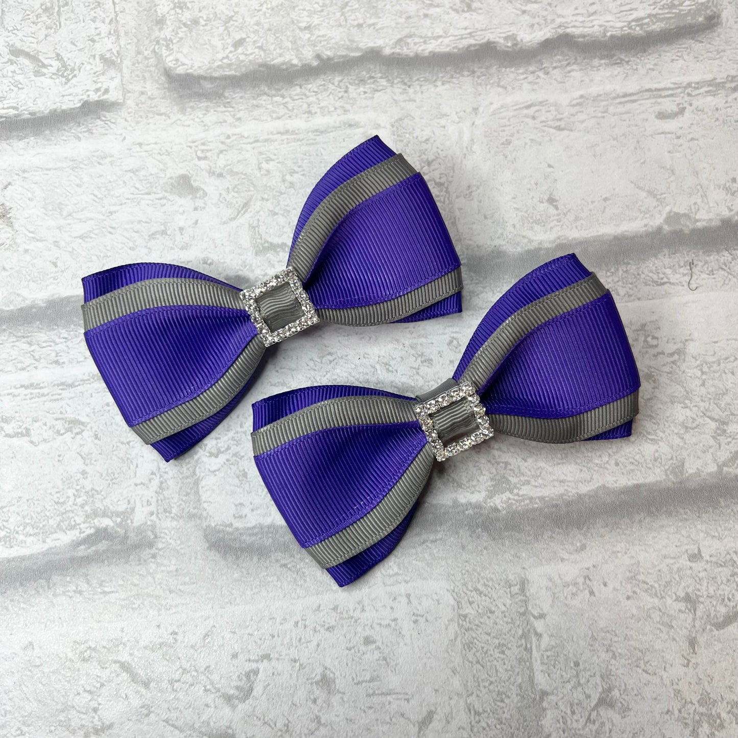 Handmade Pair Stripe Tux School Bows