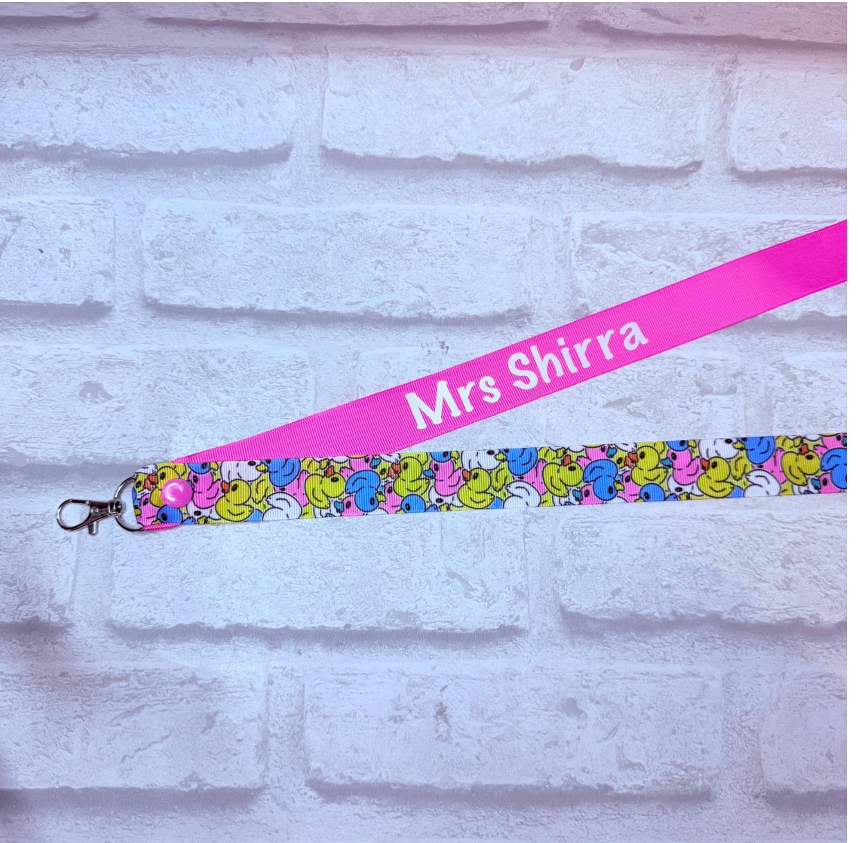 Rainbow Ducks Print Personalised Lanyard & ID Card Holder Duo
