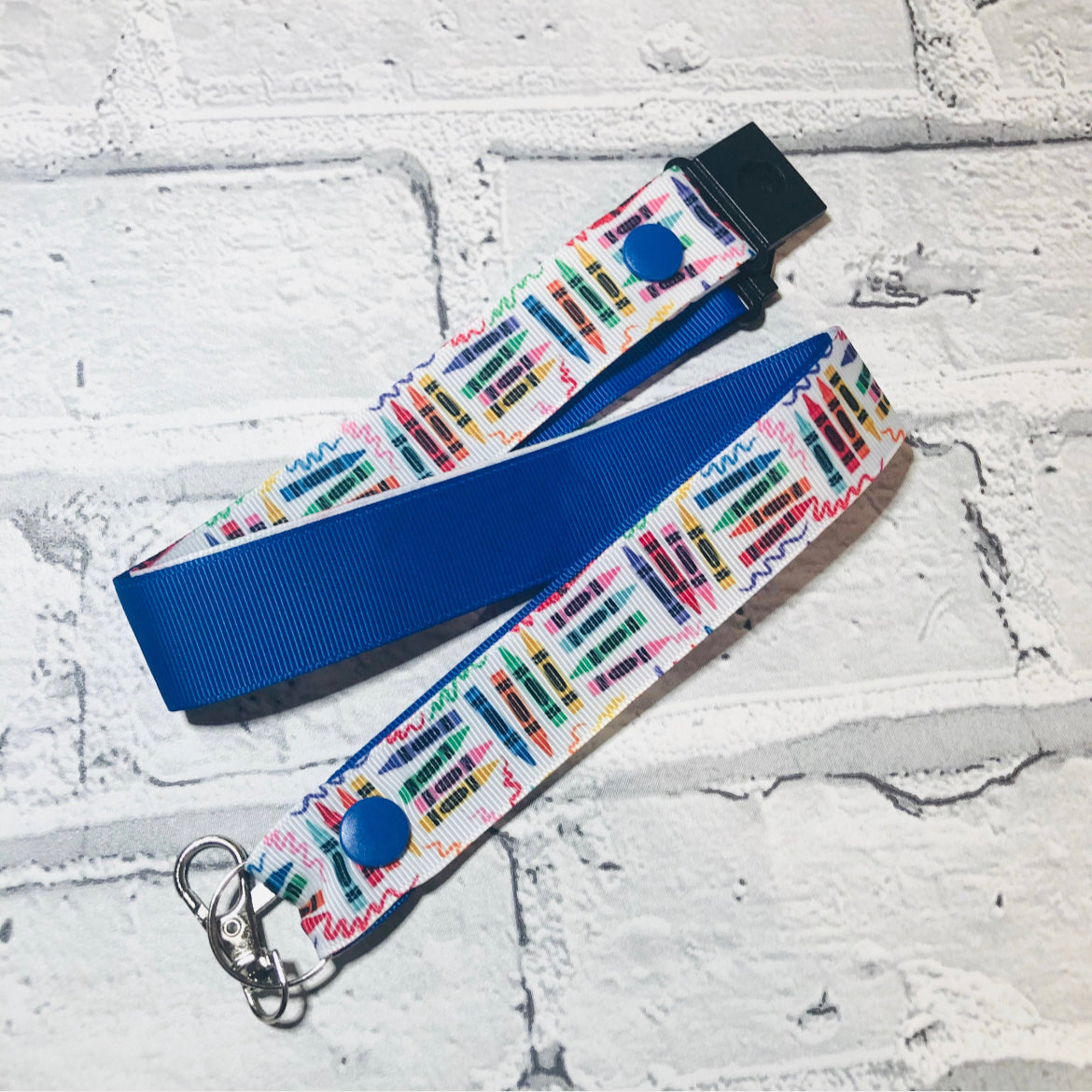 Multi Crayon Print Personalised Lanyard