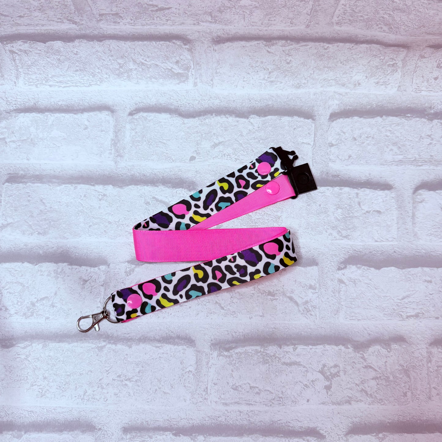 New Leopard Rainbow Large Print Personalised Lanyard