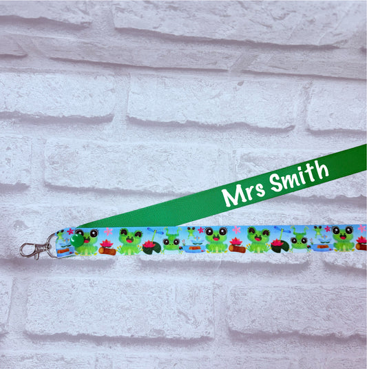 Frogs Print Personalised Lanyard