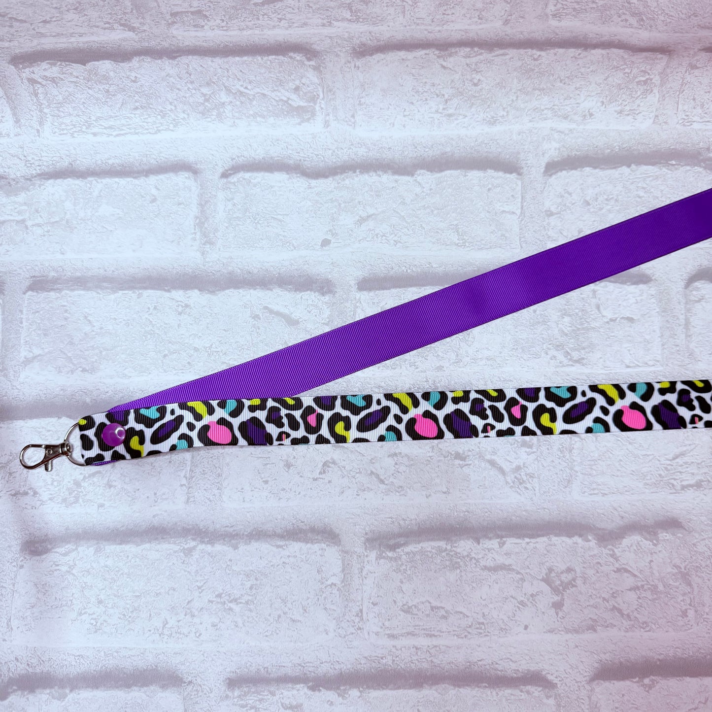 New Leopard Rainbow Large Print Personalised Lanyard