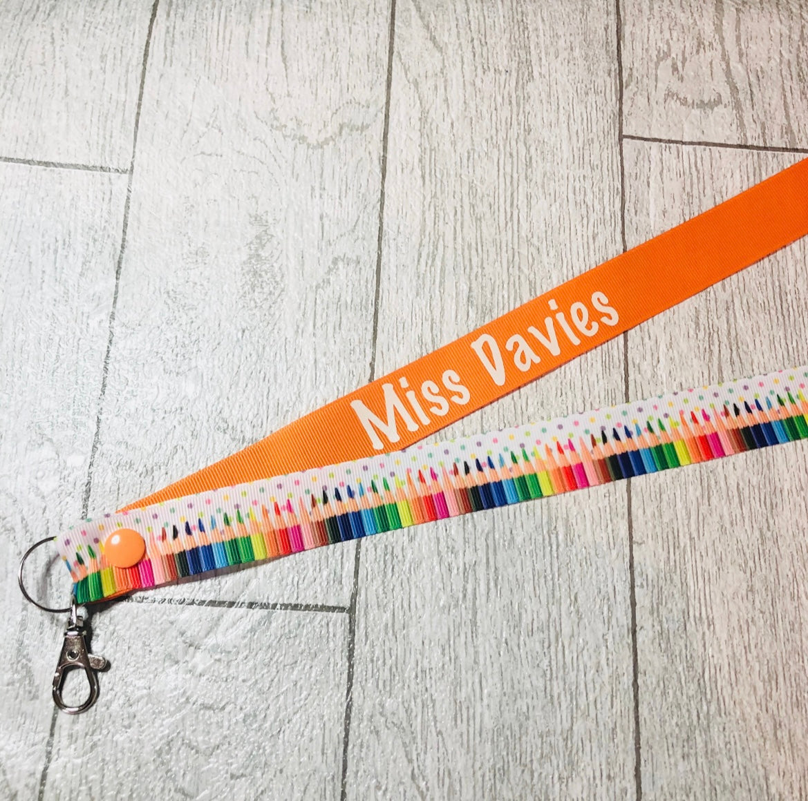 Spotty Pencil Print Personalised Lanyard