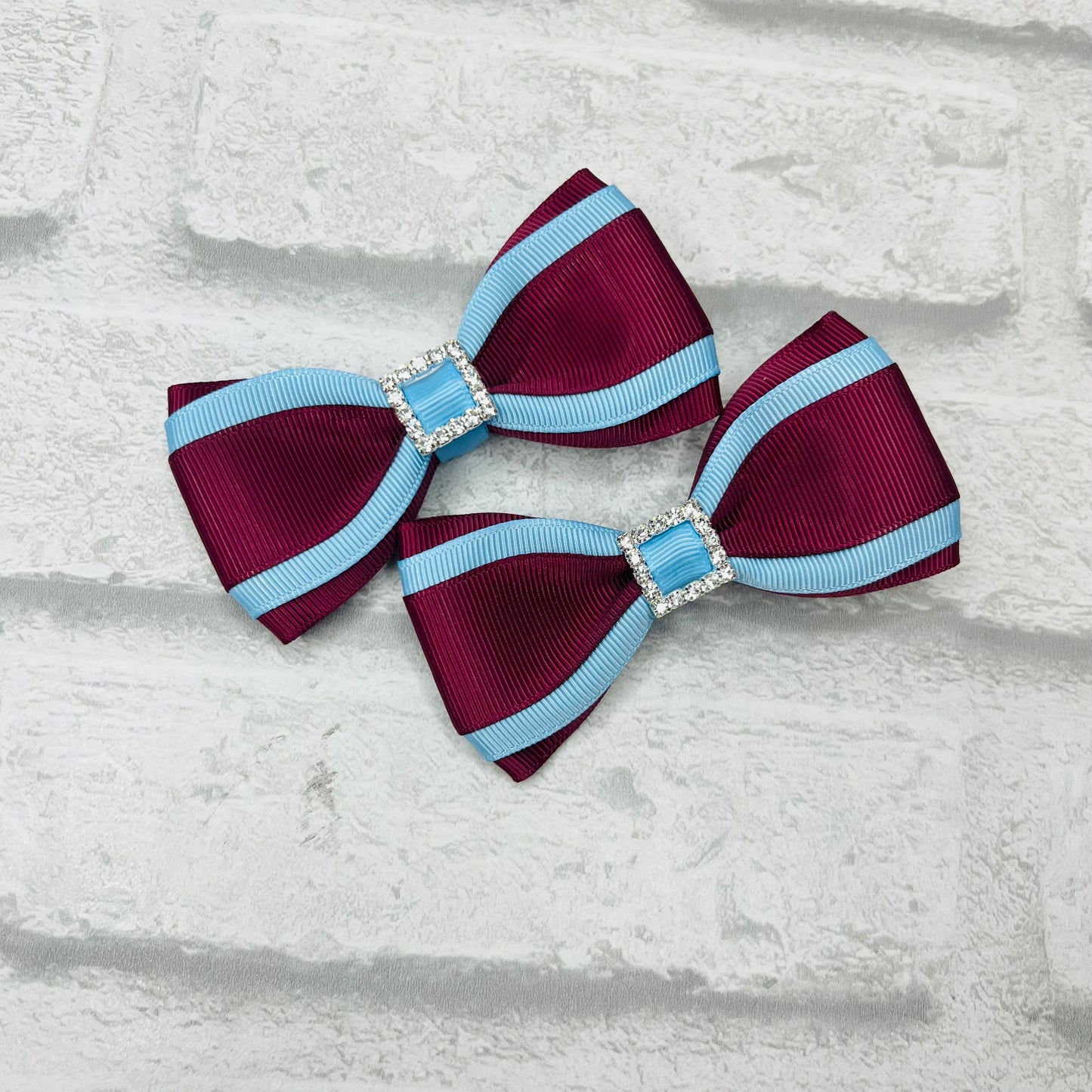 Handmade Pair Stripe Tux School Bows