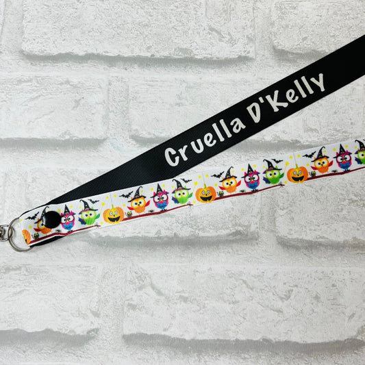 Halloween Owls Print Personalised Lanyard