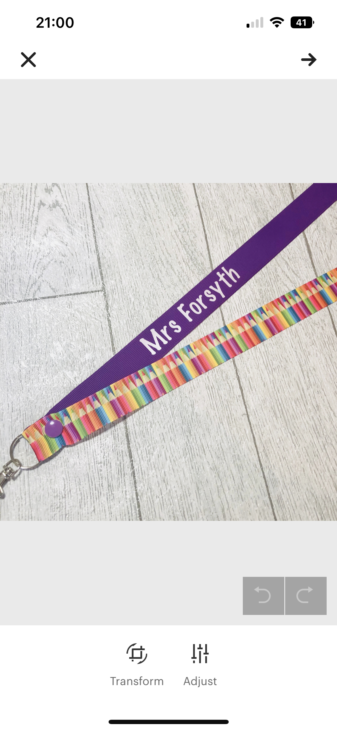 Rainbow Pencil Print  Personalised Lanyard