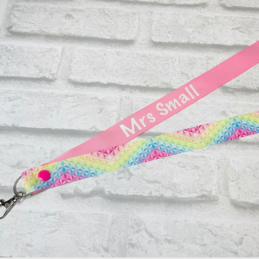 Pastel Geometric Print Personalised Lanyard