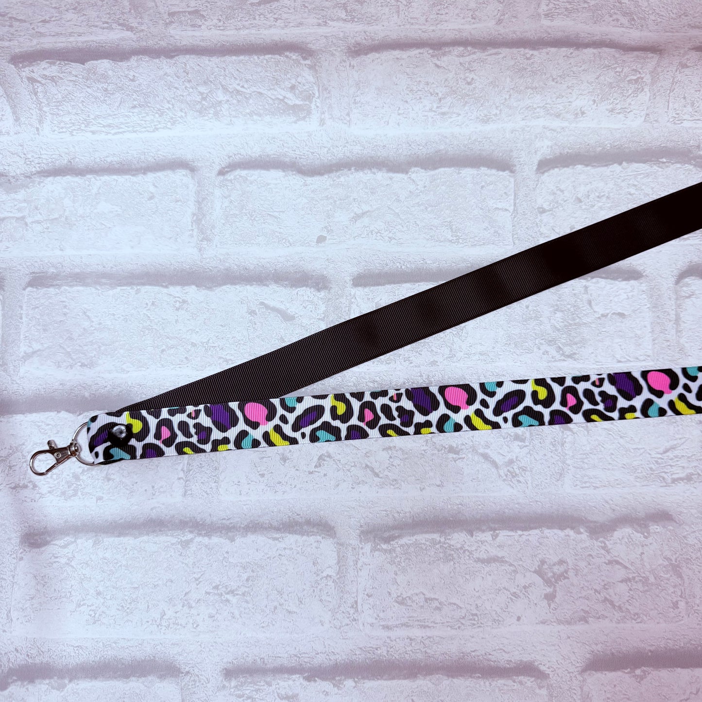 New Leopard Rainbow Large Print Personalised Lanyard
