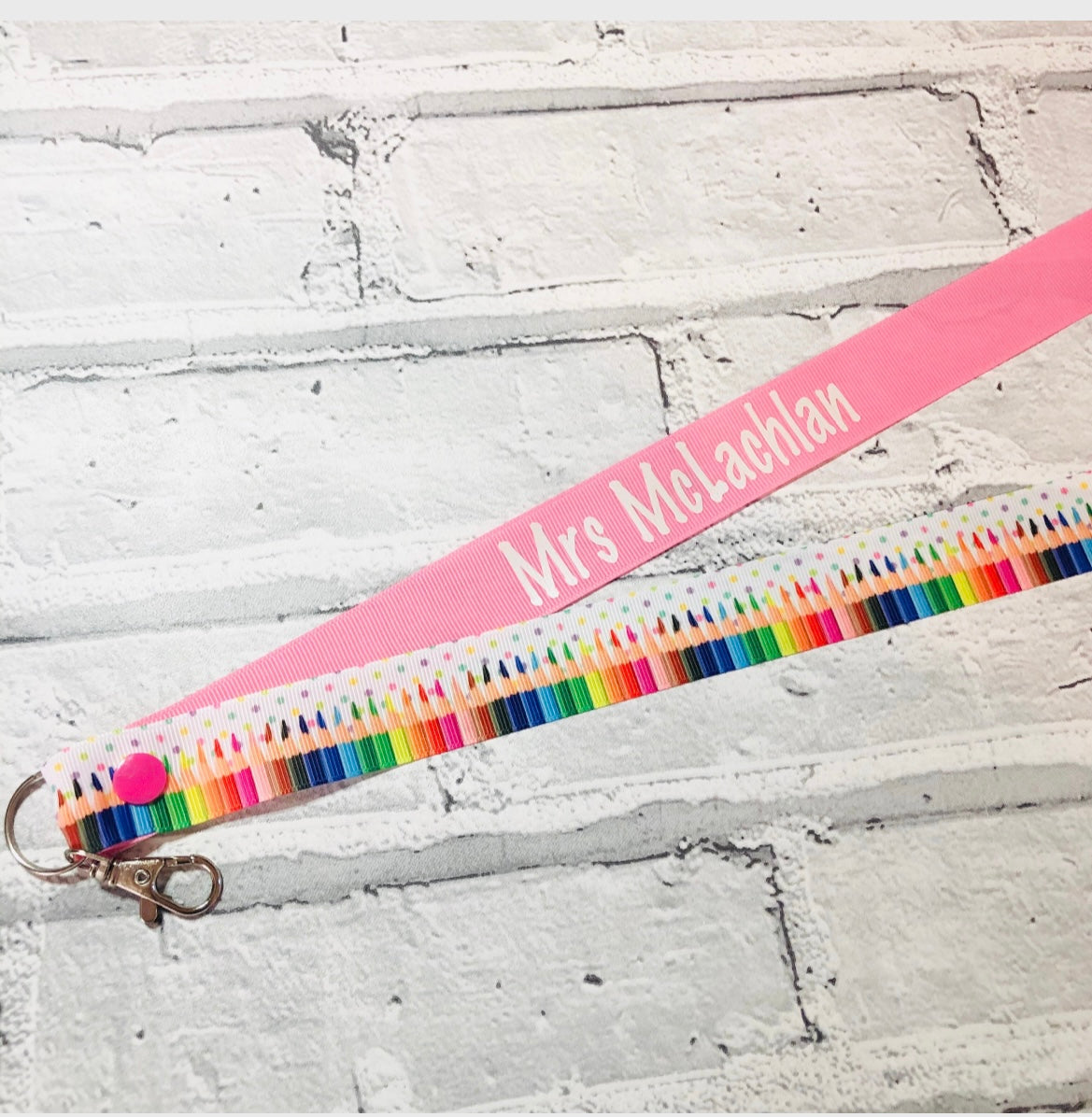 Spotty Pencil Print Personalised Lanyard