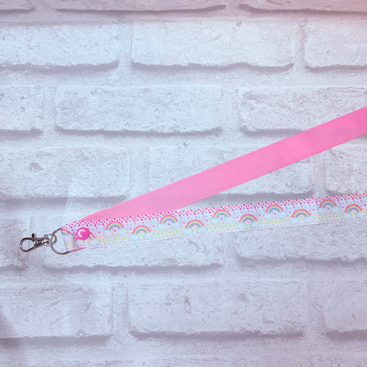 SALE Pastel Rainbow Print Personalised Lanyard