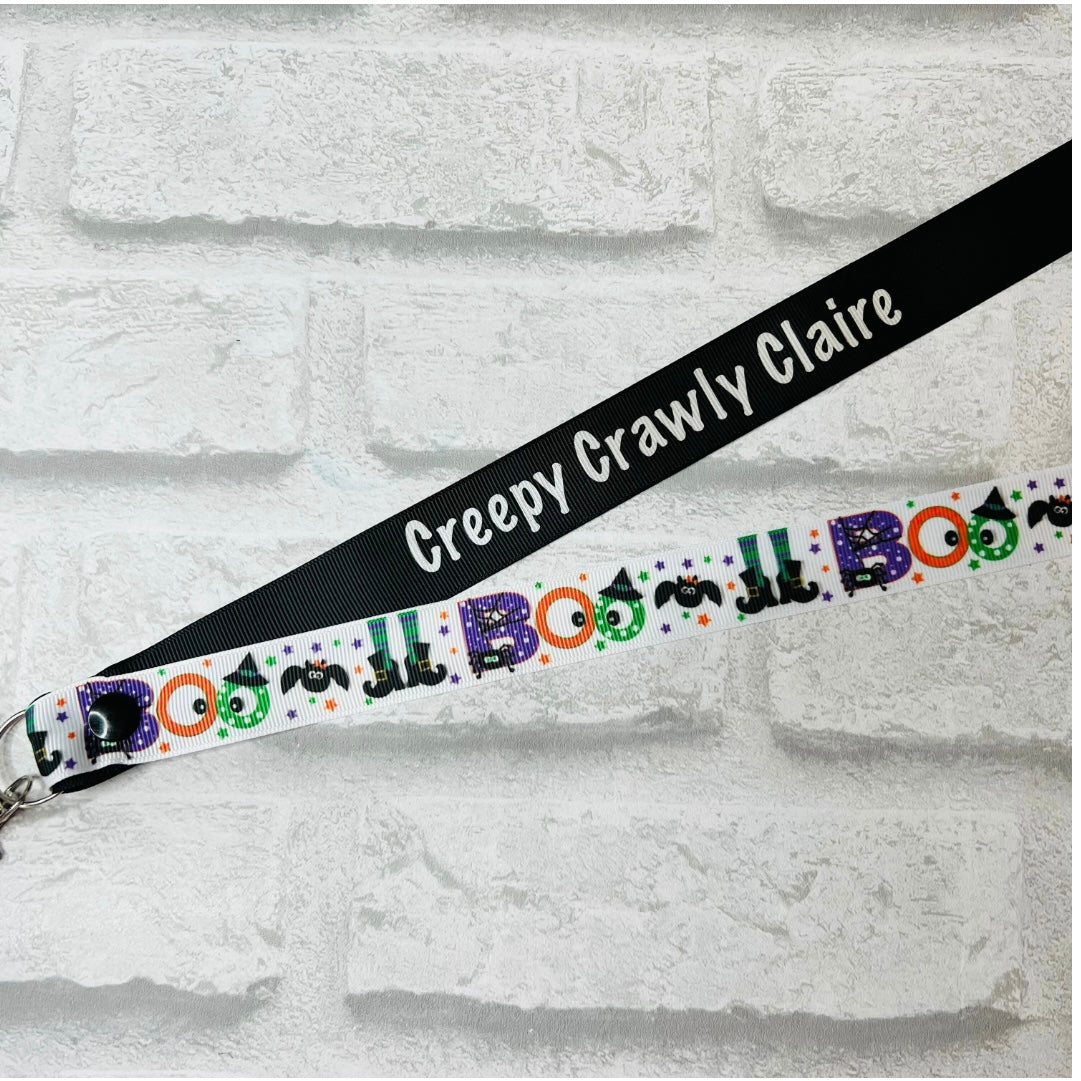 Halloween Boo Print Personalised Lanyard