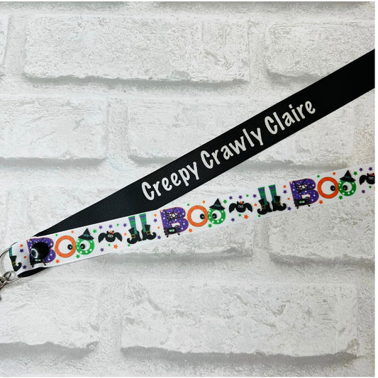 Halloween Boo Print Personalised Lanyard