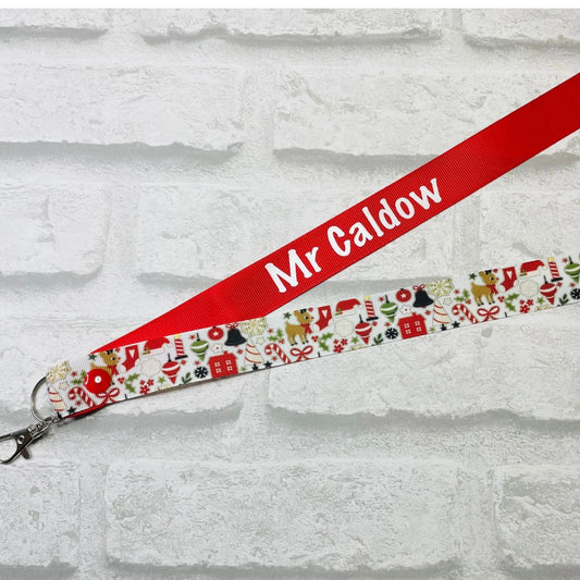 Christmas Mix Print Personalised Lanyard