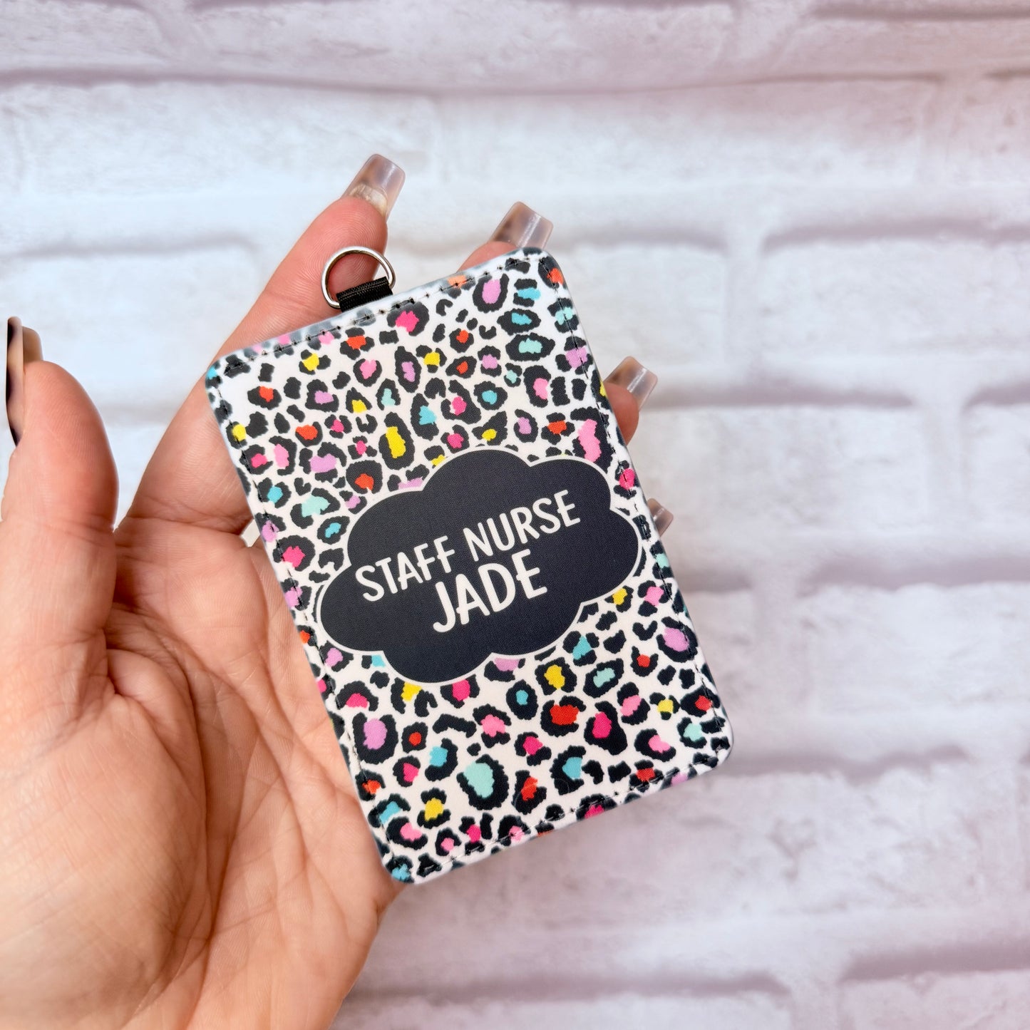 Rainbow Leopard Print ID Card Holder Personalised