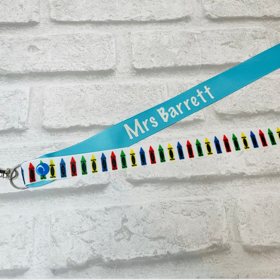 Rainbow Crayon Print Personalised Lanyard