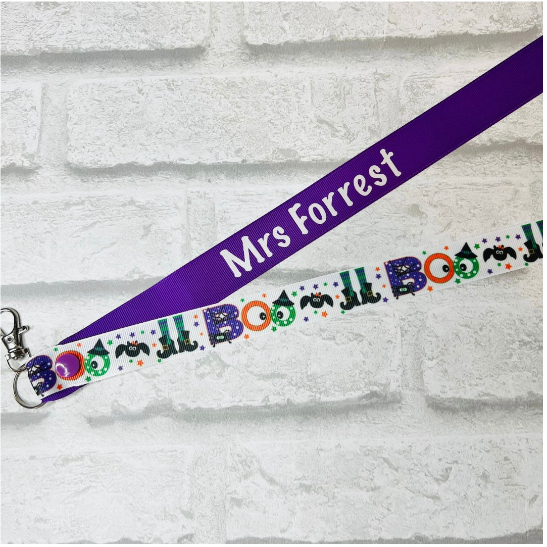 Halloween Boo Print Personalised Lanyard
