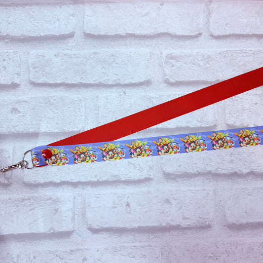 SALE Blue Backed Disney Friends Print Personalised Lanyard