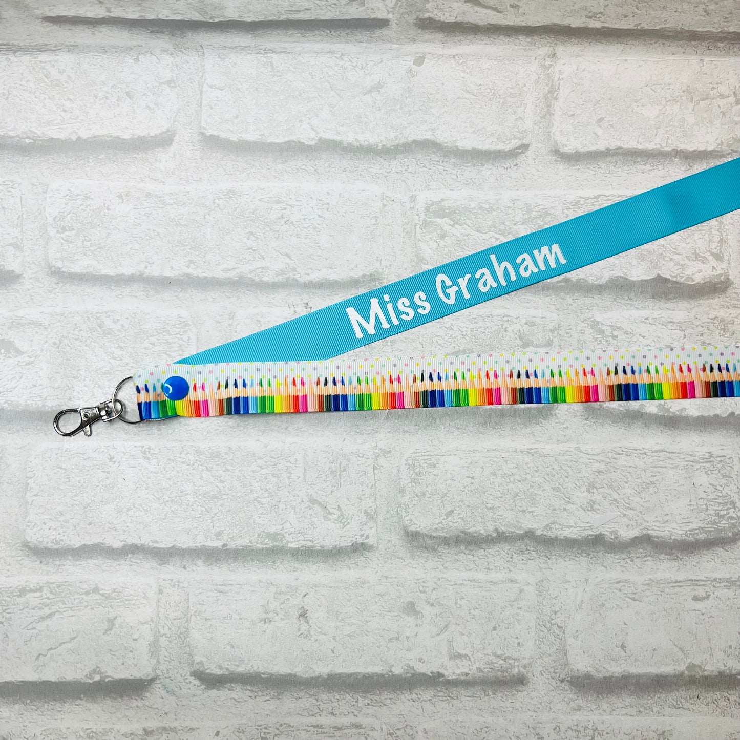 Spotty Pencil Print Personalised Lanyard